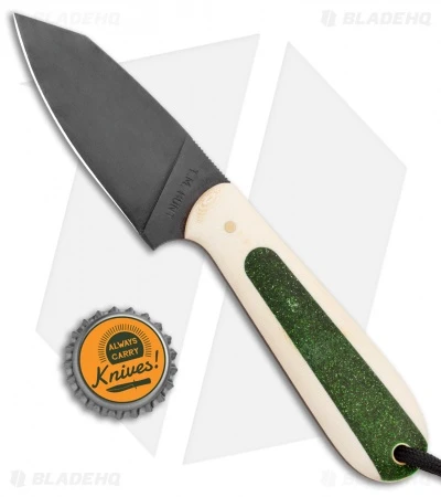 T.M. Hunt Custom Hogua Fixed Blade White G10/Candy Stripe Green (3.1" Black) 4 T.M. Hunt Custom Hogua Fixed Blade White G10/Candy Stripe Green (3.1" Black) - Image 4