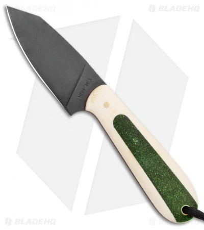 T.M. Hunt Custom Hogua Fixed Blade White G10/Candy Stripe Green (3.1" Black) 1 T.M. Hunt Custom Hogua Fixed Blade White G10/Candy Stripe Green (3.1" Black)
