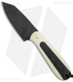 T.M. Hunt Custom Hogua Fixed Blade Knife White G-10 "Onyx Flake" (3.1" Black)