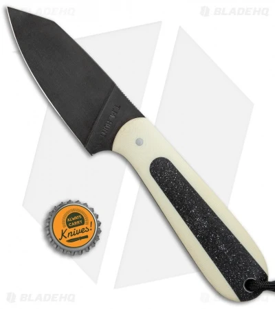 T.M. Hunt Custom Hogua Fixed Blade Knife White G-10 "Onyx Flake" (3.1" Black) 4 T.M. Hunt Custom Hogua Fixed Blade Knife White G-10 "Onyx Flake" (3.1" Black) - Image 4