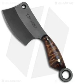 T.M. Hunt Custom "Leave It" Cleaver Keychain Knife Curly Maple (1.75" Black)