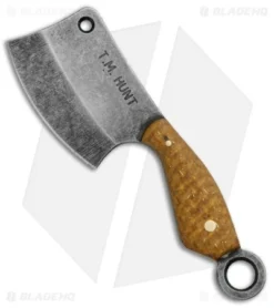 T.M. Hunt Custom "Leave It" Cleaver Keychain Knife Goldtop (1.75" Black SW)