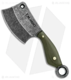 T.M. Hunt Custom "Leave It" Cleaver Keychain Knife OD Green G-10 (1.75" Black)