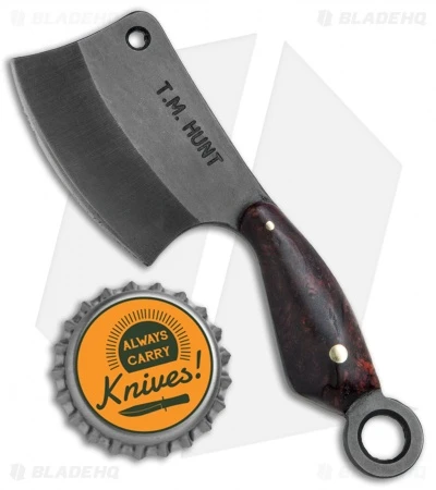 T.M. Hunt Custom "Leave It" Cleaver Red Dyed Box Elder Burl (1.75" Black) 3 T.M. Hunt Custom "Leave It" Cleaver Red Dyed Box Elder Burl (1.75" Black) - Image 3