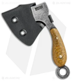 T.M. Hunt Custom "Lil Billy Bad Axe" Gold Top Burlap Micarta/Brass Wire 6 T.M. Hunt Custom "Lil Billy Bad Axe" Gold Top Burlap Micarta/Brass Wire -Benchmade Shop T.M. Hunt Custom Lil Billy Bad Axe Keychain Goldtop Burlap Micarta Brass Wire Black SW BHQ 94594 jr sheath