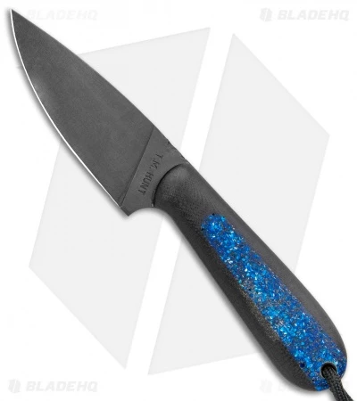 T.M. Hunt Custom Magua Fixed Blade Knife Black G-10/Blue Stripe (3.5" Black) 1 T.M. Hunt Custom Magua Fixed Blade Knife Black G-10/Blue Stripe (3.5" Black)