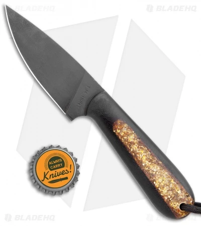 T.M. Hunt Custom Magua Fixed Blade Knife Black G-10/Gold Stripe (3.5" Black) 4 T.M. Hunt Custom Magua Fixed Blade Knife Black G-10/Gold Stripe (3.5" Black) - Image 4