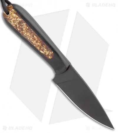T.M. Hunt Custom Magua Fixed Blade Knife Black G-10/Gold Stripe (3.5" Black) 2 T.M. Hunt Custom Magua Fixed Blade Knife Black G-10/Gold Stripe (3.5" Black) - Image 2