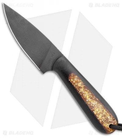 T.M. Hunt Custom Magua Fixed Blade Knife Black G-10/Gold Stripe (3.5" Black) 1 T.M. Hunt Custom Magua Fixed Blade Knife Black G-10/Gold Stripe (3.5" Black)
