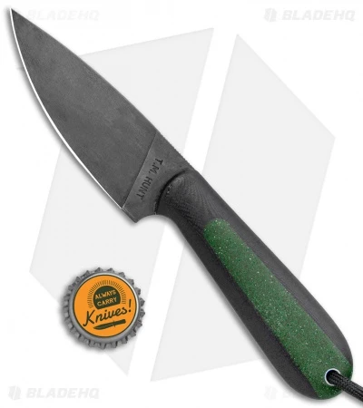 T.M. Hunt Custom Magua Fixed Blade Knife Black G-10/Green Stripe (3.5" Black) 4 T.M. Hunt Custom Magua Fixed Blade Knife Black G-10/Green Stripe (3.5" Black) - Image 4