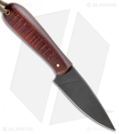 T.M. Hunt Custom Magua Fixed Blade Knife Burlap/Curly Maple (3.5" Black) 2 T.M. Hunt Custom Magua Fixed Blade Knife Burlap/Curly Maple (3.5" Black) - Image 2