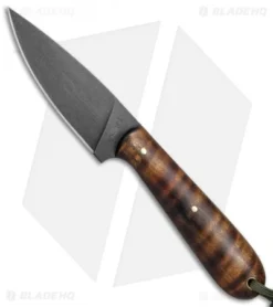 T.M. Hunt Custom Magua Fixed Blade Knife Curly Maple Wood (3.5" Black)