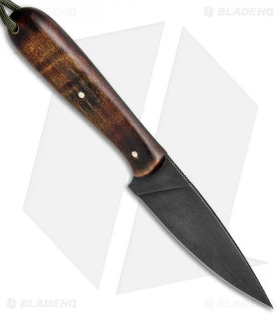 T.M. Hunt Custom Magua Fixed Blade Knife Curly Maple Wood (3.5" Black) 2 T.M. Hunt Custom Magua Fixed Blade Knife Curly Maple Wood (3.5" Black) - Image 2