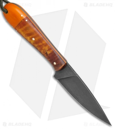 T.M. Hunt Custom Magua Fixed Blade Knife Maple Wood/Orange G-10 (3.5" Black) 2 T.M. Hunt Custom Magua Fixed Blade Knife Maple Wood/Orange G-10 (3.5" Black) - Image 2