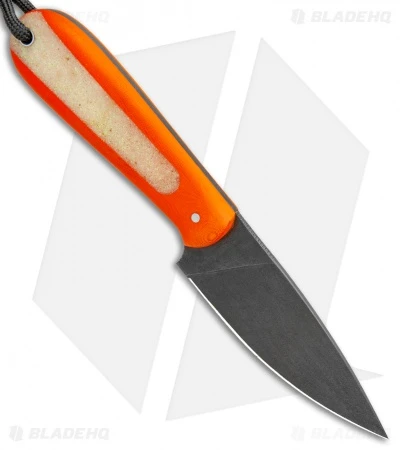 T.M. Hunt Custom Magua Fixed Blade Knife Orange G-10/Candy Stripe (3.5" Black) 2 T.M. Hunt Custom Magua Fixed Blade Knife Orange G-10/Candy Stripe (3.5" Black) - Image 2