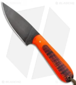 T.M. Hunt Custom Magua Fixed Blade Knife Orange G10/Curly Maple (3.5" Black)