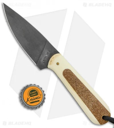 T.M. Hunt Custom Magua Fixed Blade Knife White G-10/Gold Stripe (3.5" Black) 4 T.M. Hunt Custom Magua Fixed Blade Knife White G-10/Gold Stripe (3.5" Black) - Image 4