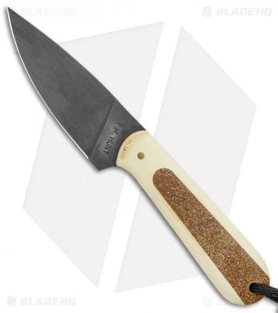 T.M. Hunt Custom Magua Fixed Blade Knife White G-10/Gold Stripe (3.5" Black) 1 T.M. Hunt Custom Magua Fixed Blade Knife White G-10/Gold Stripe (3.5" Black)
