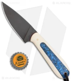 T.M. Hunt Custom Hogua Fixed Blade White G10/Candy Stripe Blue (3.5" Black) 7 T.M. Hunt Custom Hogua Fixed Blade White G10/Candy Stripe Blue (3.5" Black) -Benchmade Shop T.M. Hunt Custom Magua White G 10 Candy Stripe Blue Black BHQ 99387 jr bottlecap