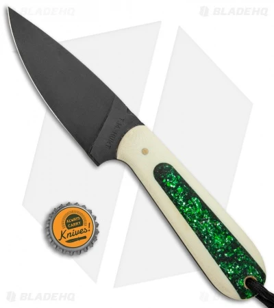 T.M. Hunt Custom Magua Fixed Blade Knife White G10/ Candy Stripe (3.5" Black) 4 T.M. Hunt Custom Magua Fixed Blade Knife White G10/ Candy Stripe (3.5" Black) - Image 4