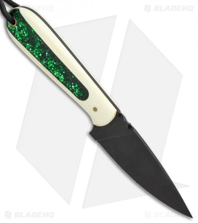 T.M. Hunt Custom Magua Fixed Blade Knife White G10/ Candy Stripe (3.5" Black) 2 T.M. Hunt Custom Magua Fixed Blade Knife White G10/ Candy Stripe (3.5" Black) - Image 2