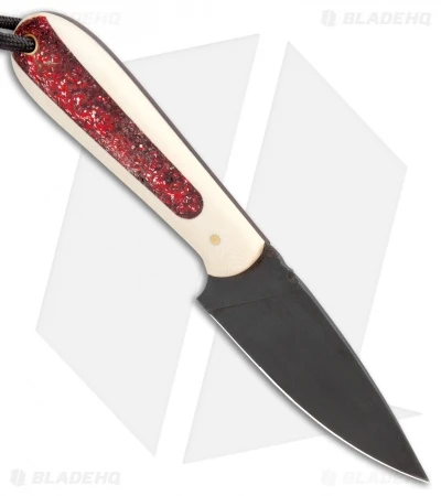T.M. Hunt Custom Magua Fixed Blade Knife White G-10/Red Stripe (3.5" Black) 2 T.M. Hunt Custom Magua Fixed Blade Knife White G-10/Red Stripe (3.5" Black) - Image 2