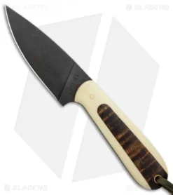 T.M. Hunt Custom Magua Fixed Blade Knife White G-10/Curly Maple (3.5" Black)