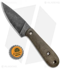 T.M. Hunt Custom Skelemaug Fixed Blade OD Green Micarta (3.75" Black SW) -Benchmade Shop T.M. Hunt Custom Skelemaug OD Green Micarta Black SW BHQ 95410 jr bottlecap