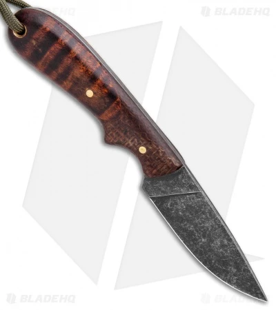 T.M. Hunt Custom Hedgehog Fixed Blade Burlap/Curly Maple (3.75" Acid) 2 T.M. Hunt Custom Hedgehog Fixed Blade Burlap/Curly Maple (3.75" Acid) - Image 2