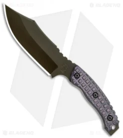 Trouble Blades Custom Bush Bitch Fixed Blade Clip Knife Purple G-10 (4.5" Green)