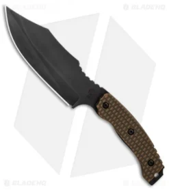 Trouble Blades Custom Bush Bitch Fixed Blade Knife Green/Brown G-10 (5.6" Black)