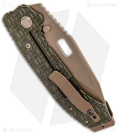 Trouble Blades Custom Full Size Mofo Knife Tron Dark Green Ti (3.75" Tan) -Benchmade Shop Trouble Blades Custom Full Size Mofo Tron Dark Green Ti Tan BHQ 102036 jr side