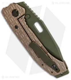 Trouble Blades Custom Full Size Mofo Knife Tron Tan Ti (3.75" Dark Green) -Benchmade Shop Trouble Blades Custom Full Size Mofo Tron Tan Ti Dark Green BHQ 102037 jr side