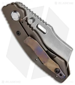 Trouble Blades Custom Lil Debt Collector Cleaver Knife 911 Ti (3" Satin 3V) -Benchmade Shop Trouble Blades Custom Lil Debt Collector Cleaver 911 Ti Satin BHQ 84402 jr side