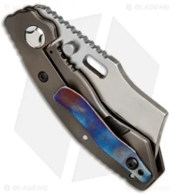 Trouble Blades Custom Lil Debt Collector Cleaver Knife Ti (3" Satin CPM-3V) -Benchmade Shop Trouble Blades Custom Lil Debt Collector Cleaver Ti Satin BHQ 79626 jr side