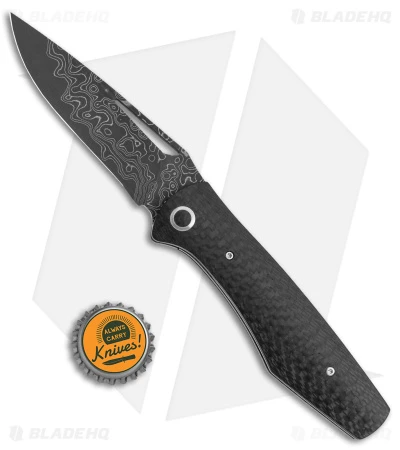 Tuch Umqua Liner Lock Dual Action Auto Knife Carbon Fiber (3.5" Damascus) 5 Tuch Umqua Liner Lock Dual Action Auto Knife Carbon Fiber (3.5" Damascus) - Image 5