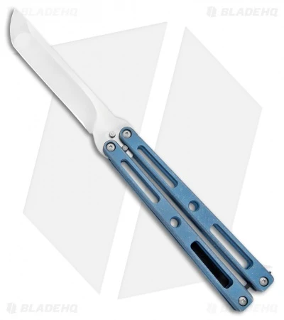 VMX Vallotton/Maverick Custom Balisong Knife Blue Ti (4.25" Satin M390) 1 VMX Vallotton/Maverick Custom Balisong Knife Blue Ti (4.25" Satin M390)
