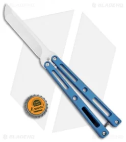 VMX Vallotton/Maverick Custom Balisong Knife Blue Ti (4.25" Satin S35VN) -Benchmade Shop VMX Vallotton Maverick Custom Balisong Blue Satin BHQ 100579 jr bottlecap