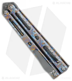 VMX Vallotton/Maverick Custom Balisong Knife Nebula Ti (4.25" Damascus) -Benchmade Shop VMX Vallotton Maverick Custom Balisong Nebula Ti Damascus BHQ 100583 jr side