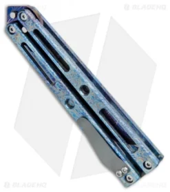 VMX Vallotton/Maverick Custom Balisong Knife Tesla Ti (4.25" Blued Damascus) 6 VMX Vallotton/Maverick Custom Balisong Knife Tesla Ti (4.25" Blued Damascus) -Benchmade Shop VMX Vallotton Maverick Custom Balisong Tesla Ti Blued Damascus BHQ 100587 jr side