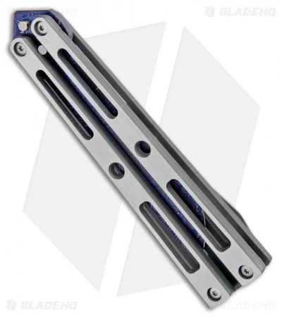 VMX Vallotton/Maverick Custom Balisong Knife Tuxedo Ti (4.25" Blued Damascus) 2 VMX Vallotton/Maverick Custom Balisong Knife Tuxedo Ti (4.25" Blued Damascus) - Image 2