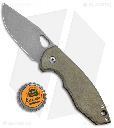 VoxKnives Custom FX Folding Knife Green Titanium W/ Bronze Backspacer (2.75" SW) 5 VoxKnives Custom FX Folding Knife Green Titanium W/ Bronze Backspacer (2.75" SW) - Image 5