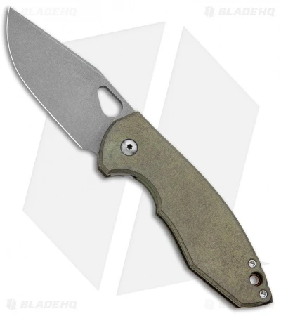 VoxKnives Custom FX Folding Knife Green Titanium W/ Bronze Backspacer (2.75" SW) 1 VoxKnives Custom FX Folding Knife Green Titanium W/ Bronze Backspacer (2.75" SW)