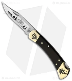 Buck Knives Yellowhorse Custom Buck 110 Elk Lockback Knife Ebony Wood (3.8" Satin)