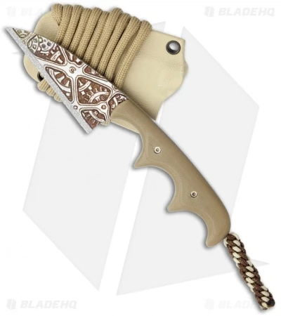 Alan Folts Custom Titanium Minimalist Wharncliffe Neck Knife W/ Tan G10 Handle 1 Alan Folts Custom Titanium Minimalist Wharncliffe Neck Knife W/ Tan G10 Handle