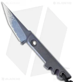 Amsler Knives Mini Slik Titanium Tanto Knife (2" Dark Blue)
