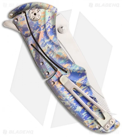 Brian Tighe Custom Tighe Coon Knife NIRK Lock Multi-Color Titanium (3.75" Satin) 2 Brian Tighe Custom Tighe Coon Knife NIRK Lock Multi-Color Titanium (3.75" Satin) - Image 2
