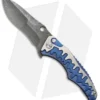 Brian Tighe Custom Tighe Drip Button Lock Knife Blue Ti (3.75" Acid Wash) #9