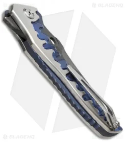 Brian Tighe Custom Tighe Drip Button Lock Knife Blue Ti (3.75" Acid Wash) #9 -Benchmade Shop brian tighe drip blue spine jm