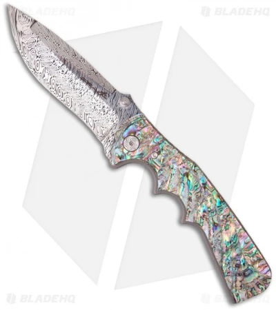 Brian Tighe Spicy Tighe Spring Assisted Knife W/ Abalone (4" Damasteel) 1 Brian Tighe Spicy Tighe Spring Assisted Knife W/ Abalone (4" Damasteel)